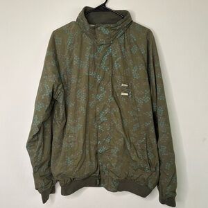 LRG LIFTED RESEARCH GROUP GREEN SOFT JACKET XL Zip Up Buttons Hidden Hood
